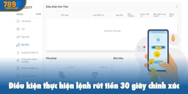 Điều kiện thực hiện lệnh rút tiền 30 giây chính xác